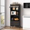 Costway 5-Tier Kitchen Baker's Rack Storage Cabinet Mobile Microwave Stand Flip-up Doors White/Black/Grey/Green